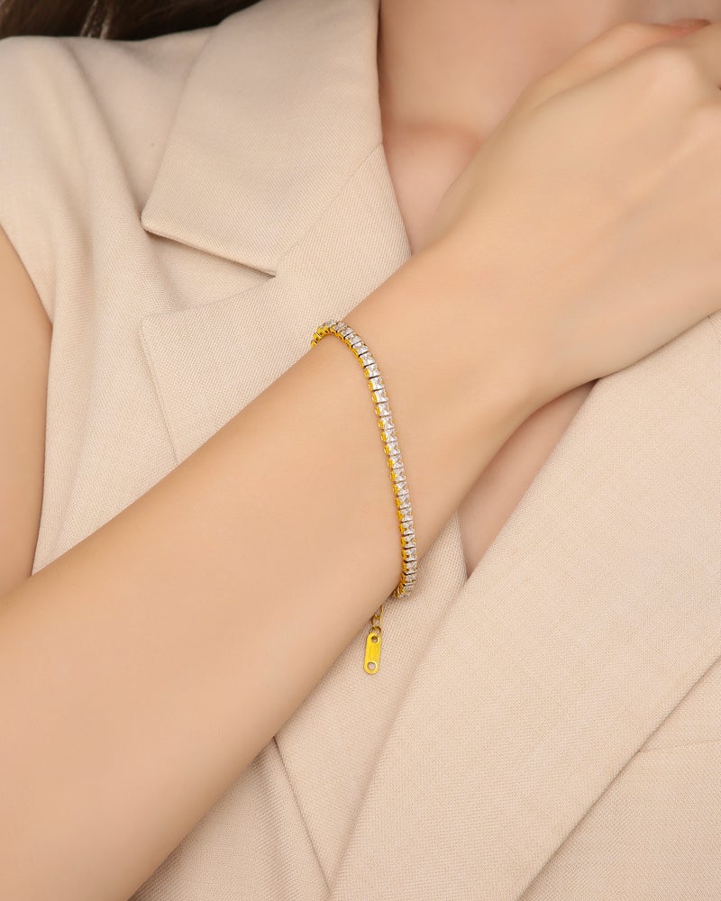 TAAHIRA Zircon Tennis 18K Gold Plated Bracelet - Image 4